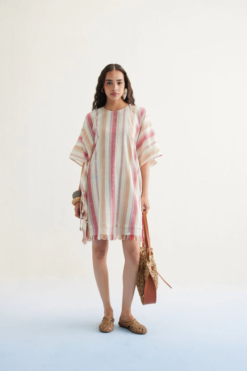 Saltwater Summer handwoven kala cotton kaftan dress sustainable women's India