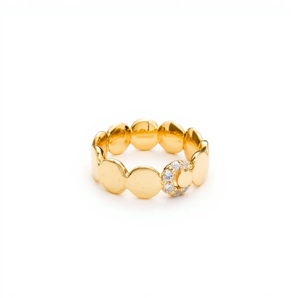 Halo Classic Ring — scalloped silver ring with halo stone setting, artisan sustainable jewelry India