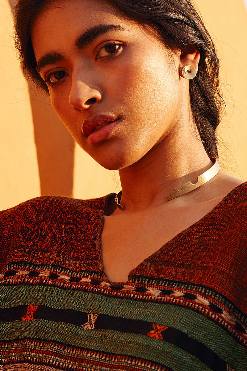 Sting reverse choker Dookdi handcrafted brass reverse choker necklace artisan India