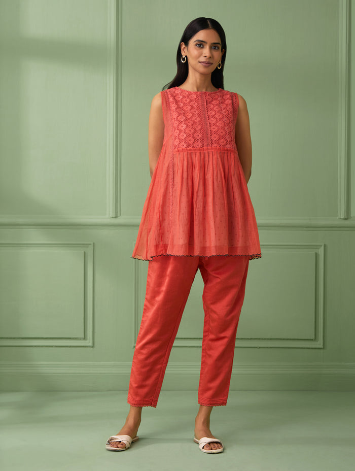 Coral Lace Top and Pants (set of 3)