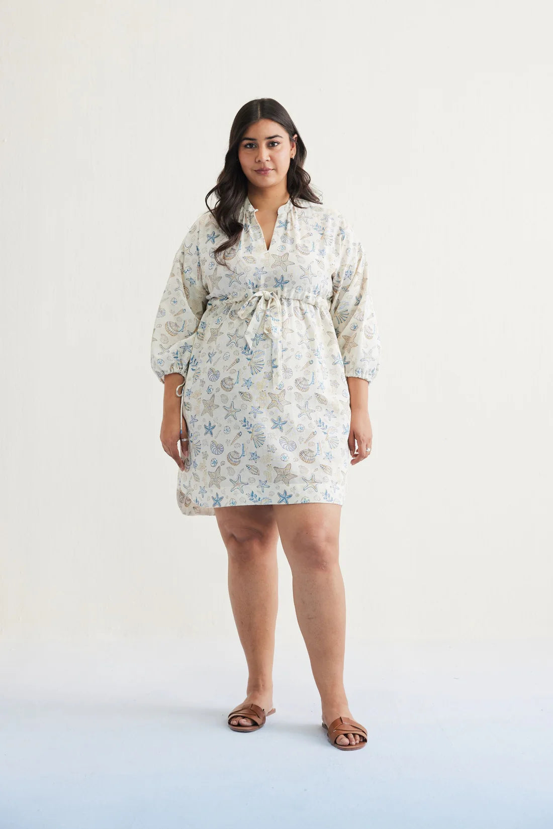 The Marine Handspun Handwoven Organic Cotton Short Dress