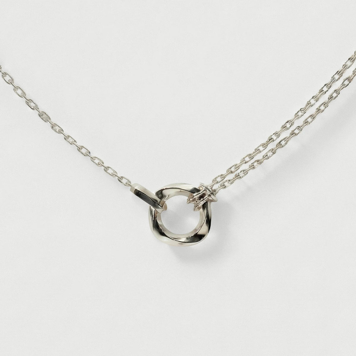 Squircle pendant knotted chain worn sterling silver Dori artisan jewellery India