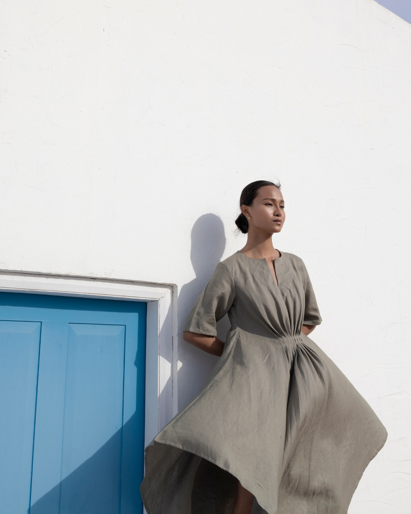 GREY FLOWER DRESS