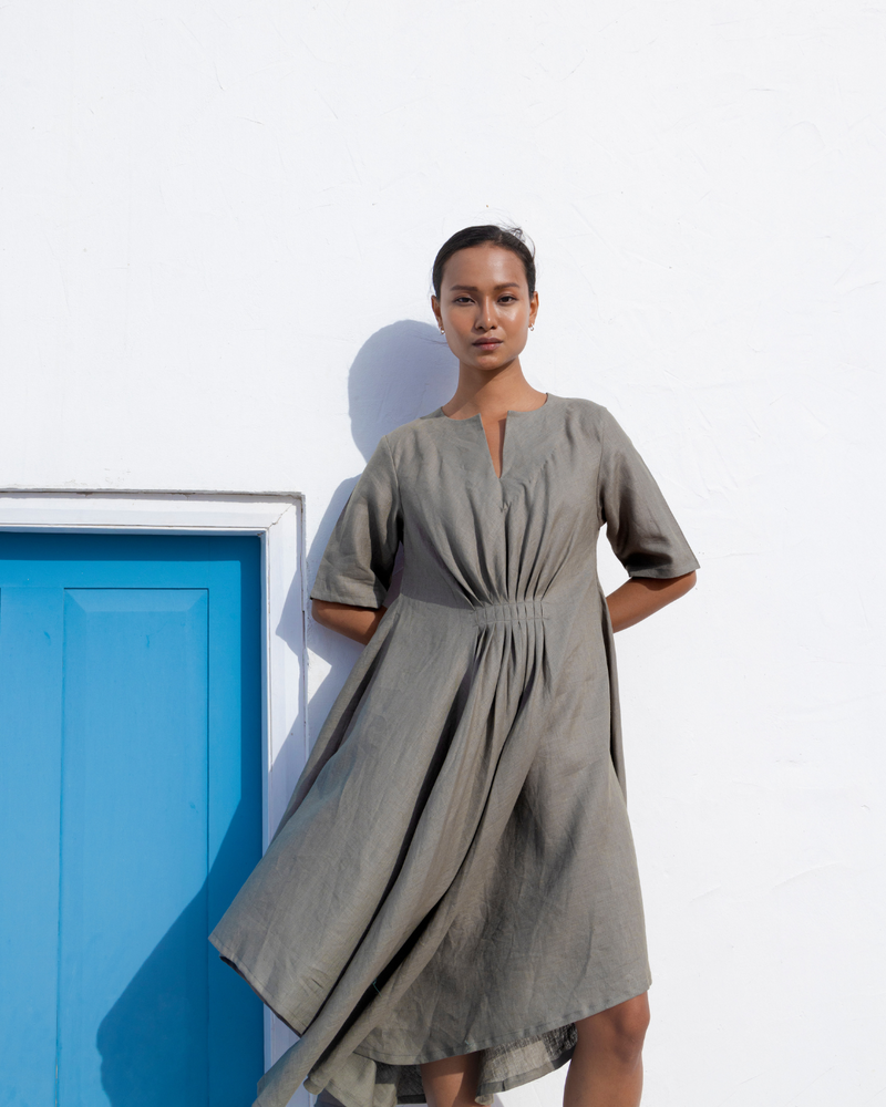 GREY FLOWER DRESS