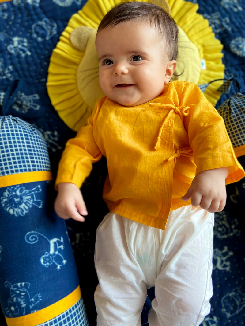 Organic Cotton Yellow Angarakha / Kimono Top