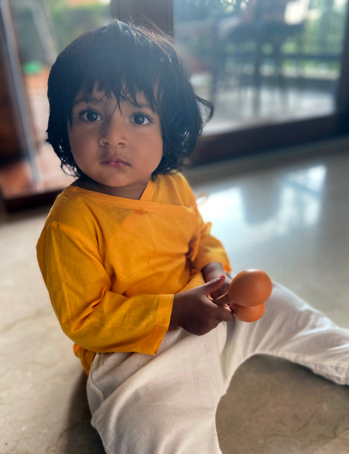 Organic Cotton Yellow Angarakha / Kimono Top