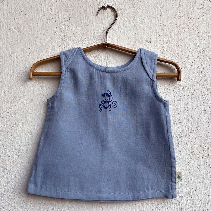 Organic Cotton Unisex Zoo Monkey Jhabla and Indigo Zoo Pajama Pants Set