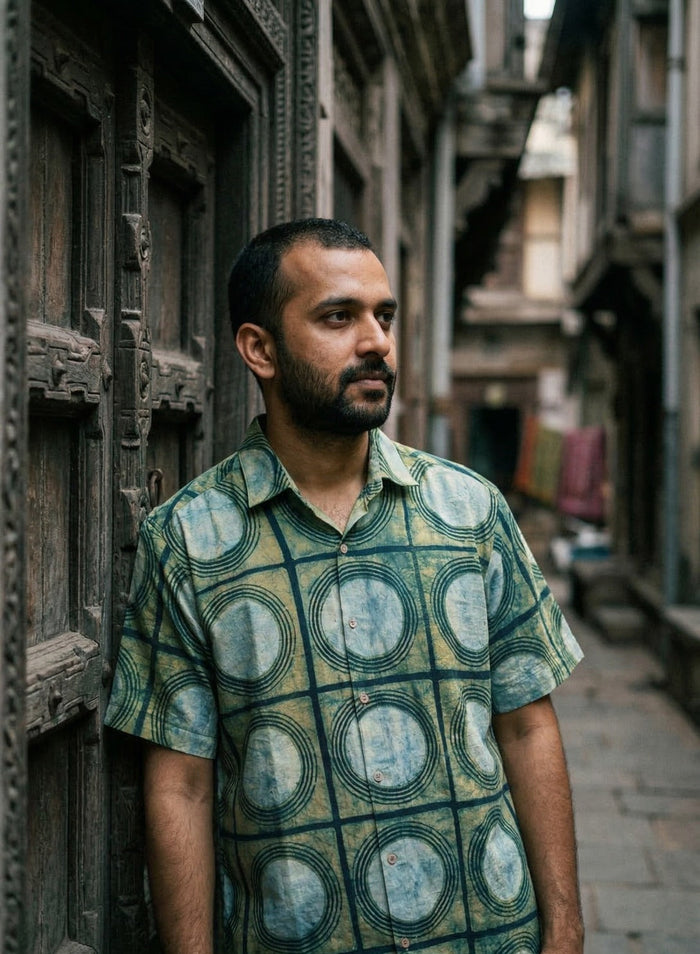 Cotton block print shirt with handcrafted patterns and a breathable, lightweight feel.