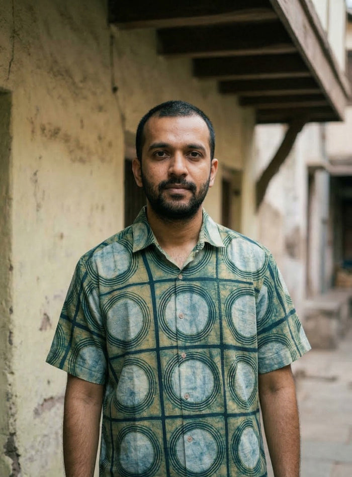 Cotton block print shirt with handcrafted patterns and a breathable, lightweight feel.
