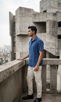 Men’s kala cotton shirt featuring breathable handwoven fabric and a relaxed fit for everyday wear.