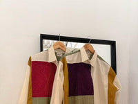 Rabari patch white colour block shirt