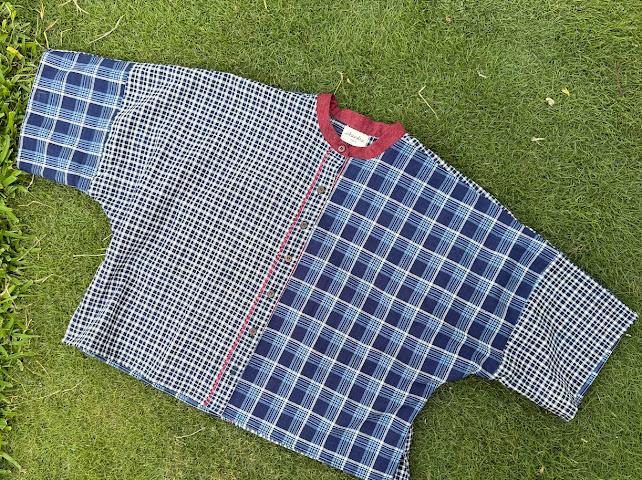 Indigo mix match short shirt