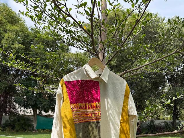 Pink applique shirt dress