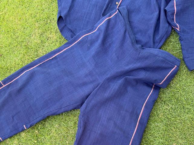 Indigo selvage kaftan top and pant