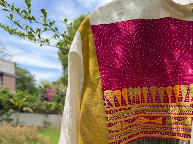 Pink applique shirt dress