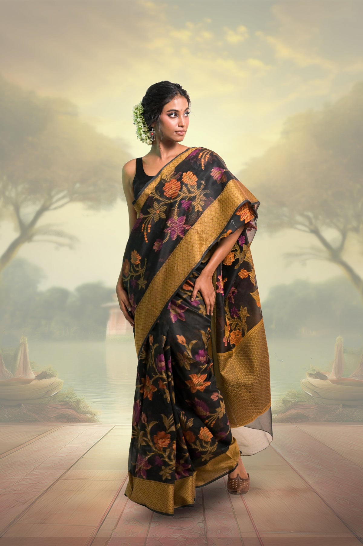 Cotton Jamdani Banarasi Saree