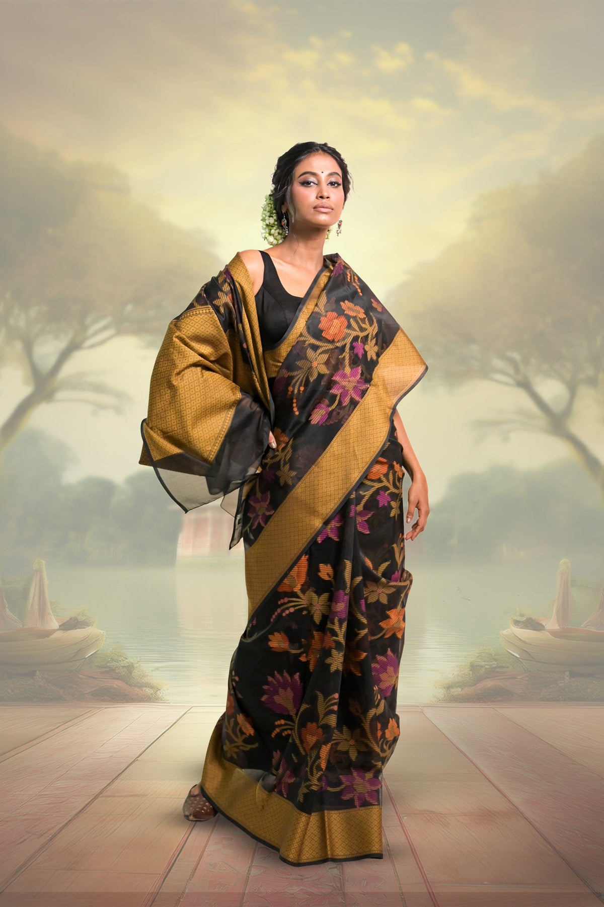 Cotton Jamdani Banarasi Saree