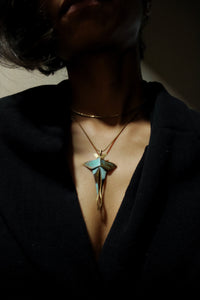 Chained Luna Moth Necklace by Dookdi — handcrafted sculptural luna moth pendant, artisan nature jewelry Mitti Lifestyle