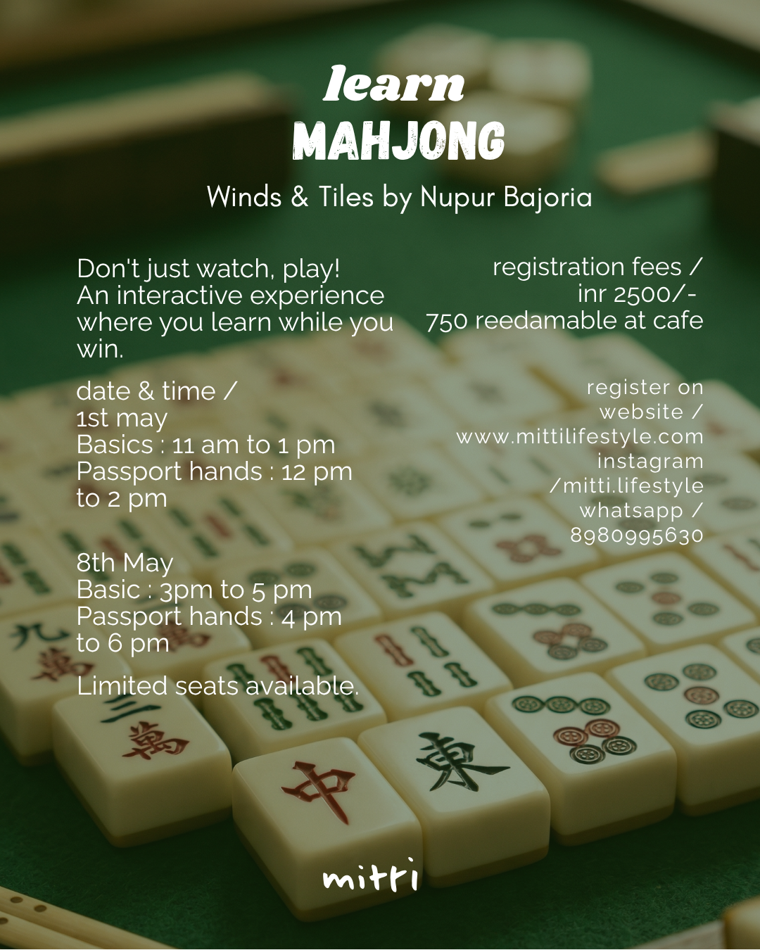 Mahjong Workshop with Nupur — Learn &amp; Play