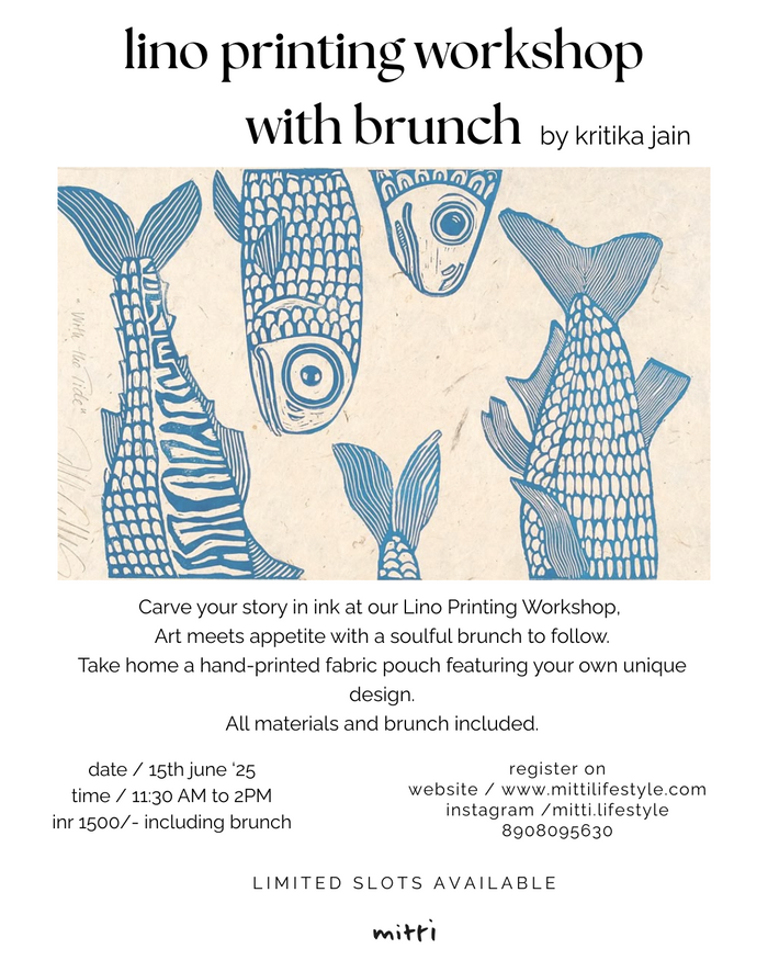 lino printing workshop with brunch