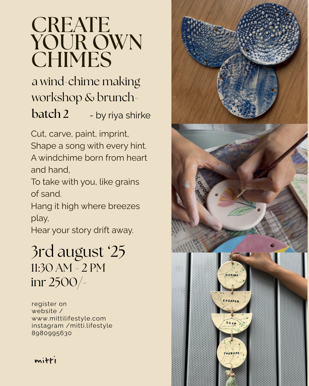 ceramic wind-chime making workshop batch-2