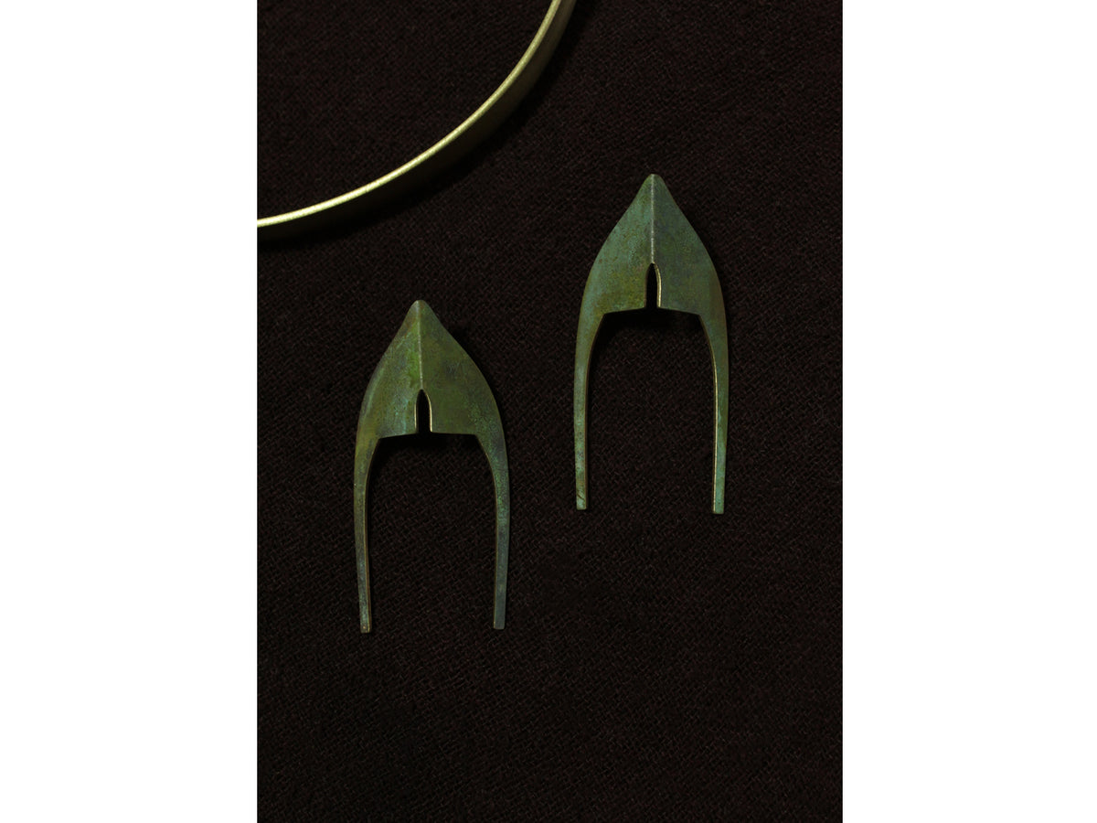Else-wear earwear 2b Dookdi handcrafted brass sculptural earrings artisan India