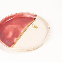Golden seam plate pink white styled artisan ceramic handcrafted India sustainable