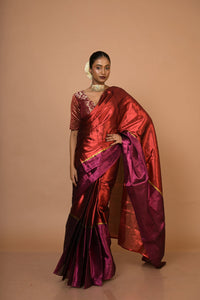 Dual-colour tissue saree