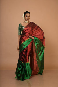 Dual-colour tissue saree