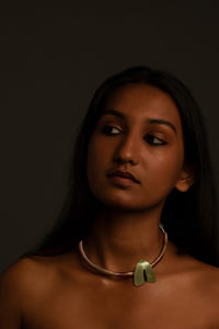 Dookdi Hang-on Torque side view handcrafted brass sculptural artisan jewellery