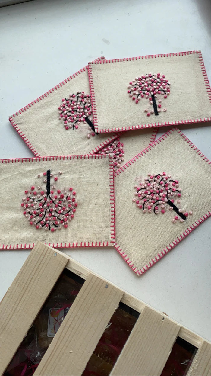 Cherry Blossom Hand-Embroidered postcard