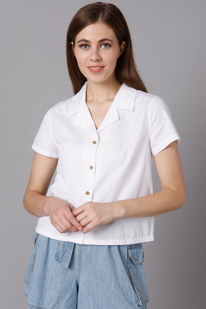 Lapel Collar White Shirt
