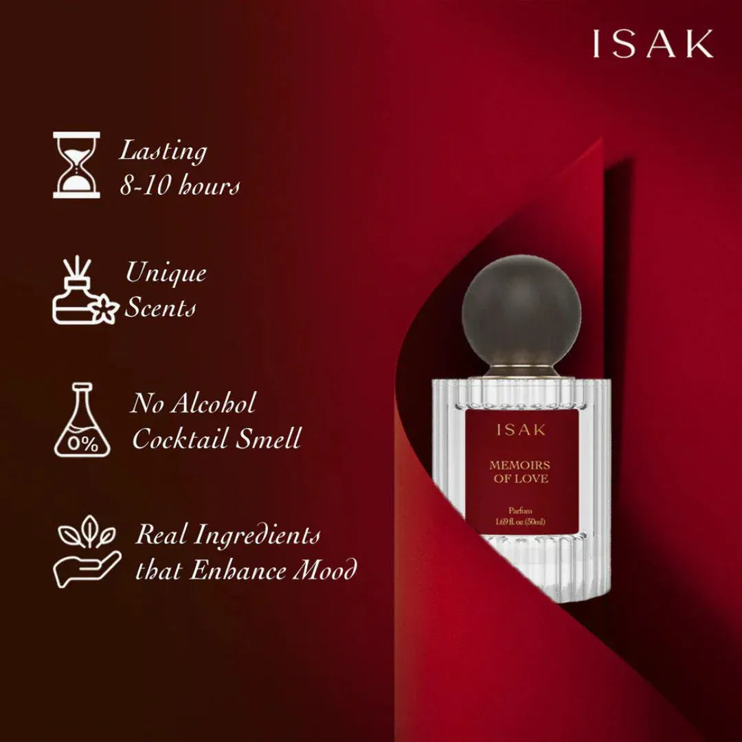 Memoirs of Love ISAK perfume product features plant-based natural sustainable fragrance