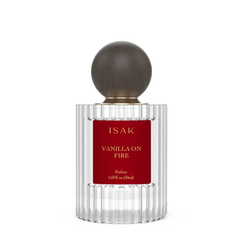 Perfume bottle labeled 'Vanilla on Fire' by ISAK 