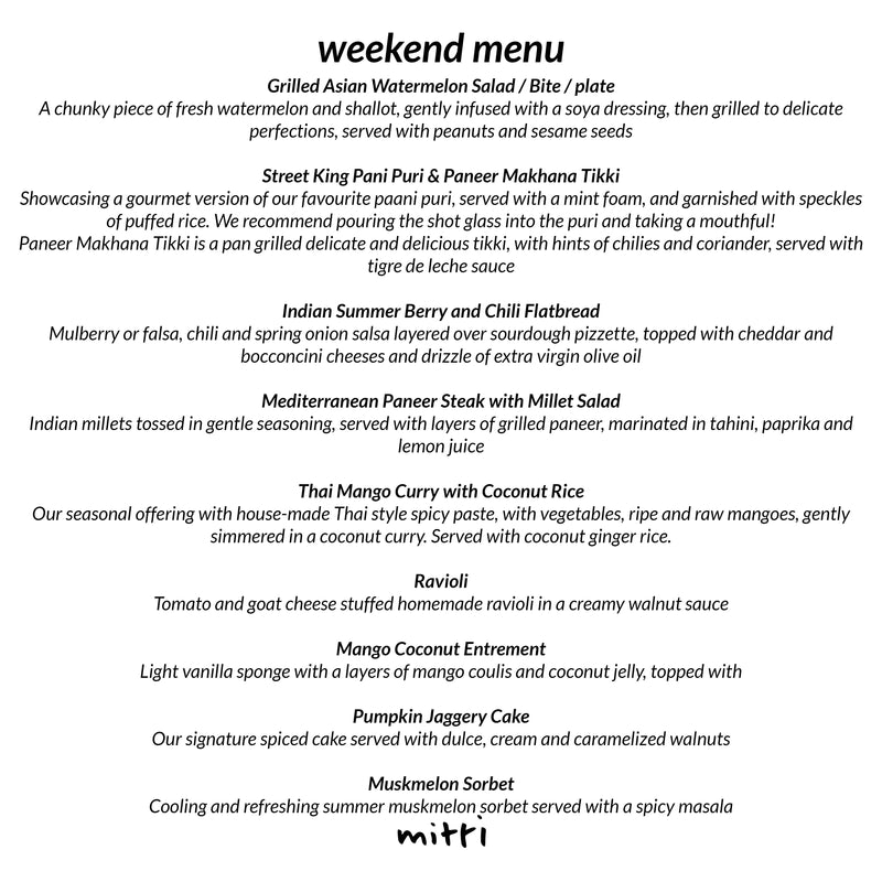 Summer tasting Menu