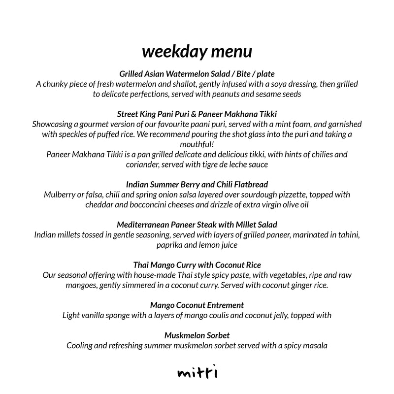 Summer tasting Menu