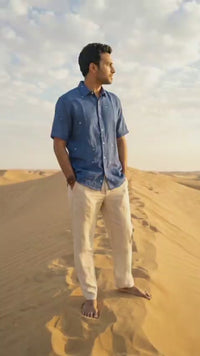 Men’s kala cotton shirt featuring breathable handspun fabric and a relaxed silhouette.