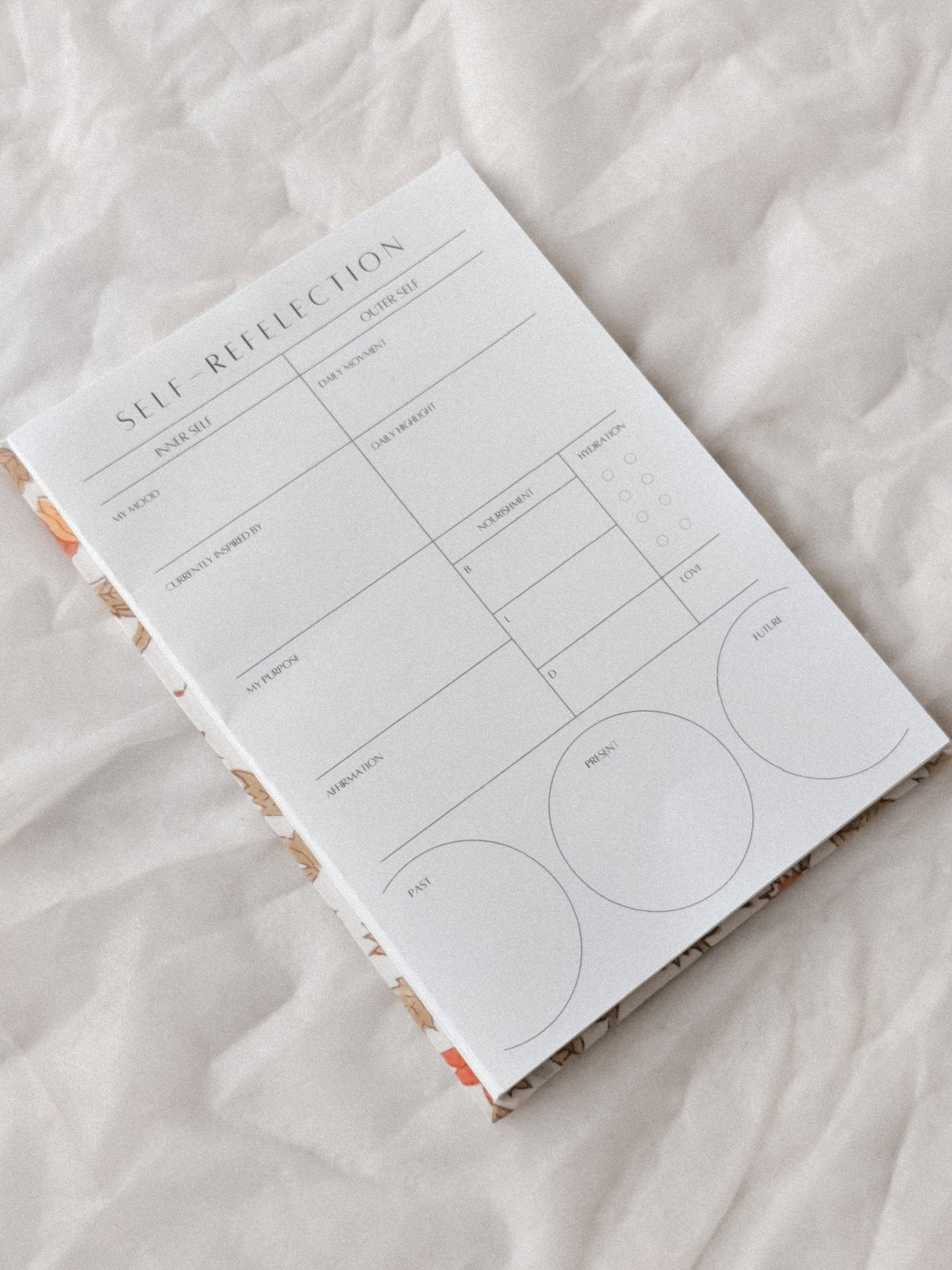 Self Reflection Pad — open pad showing reflection prompts and writing space