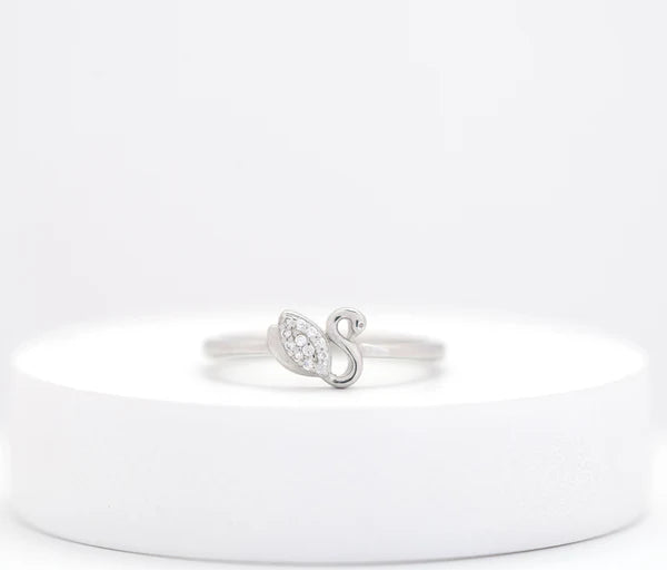 Graceful Swan Ring — close-up of handcrafted silver swan ring, artisan ethical jewelry Akaar