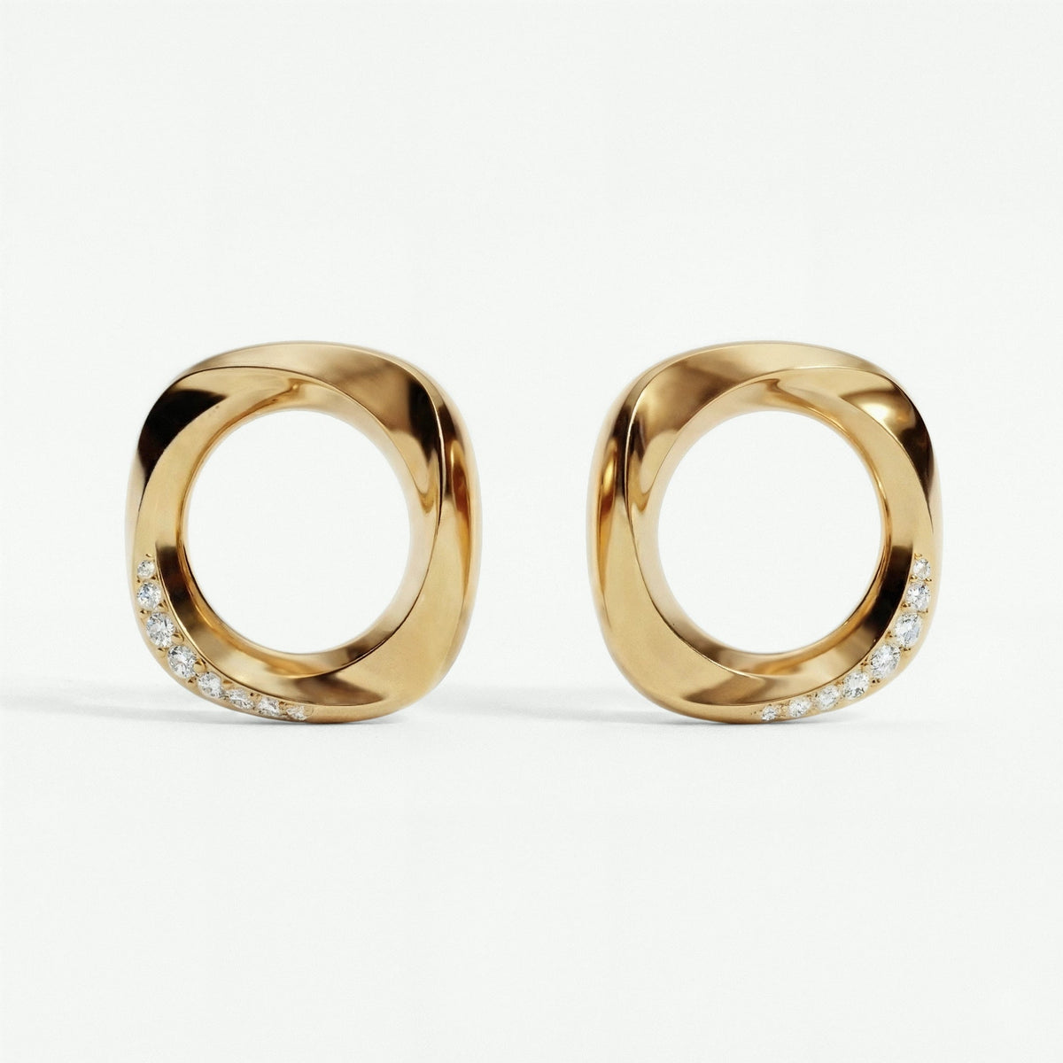 Squircle stud gold vermeil side view Dori handcrafted earrings artisan India