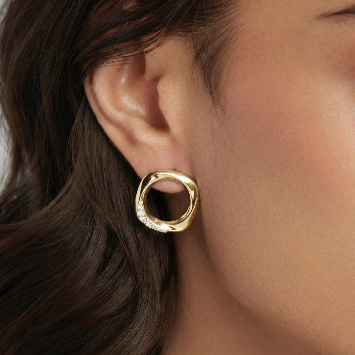 Squircle stud gold vermeil Dori artisan handcrafted earrings jewellery India