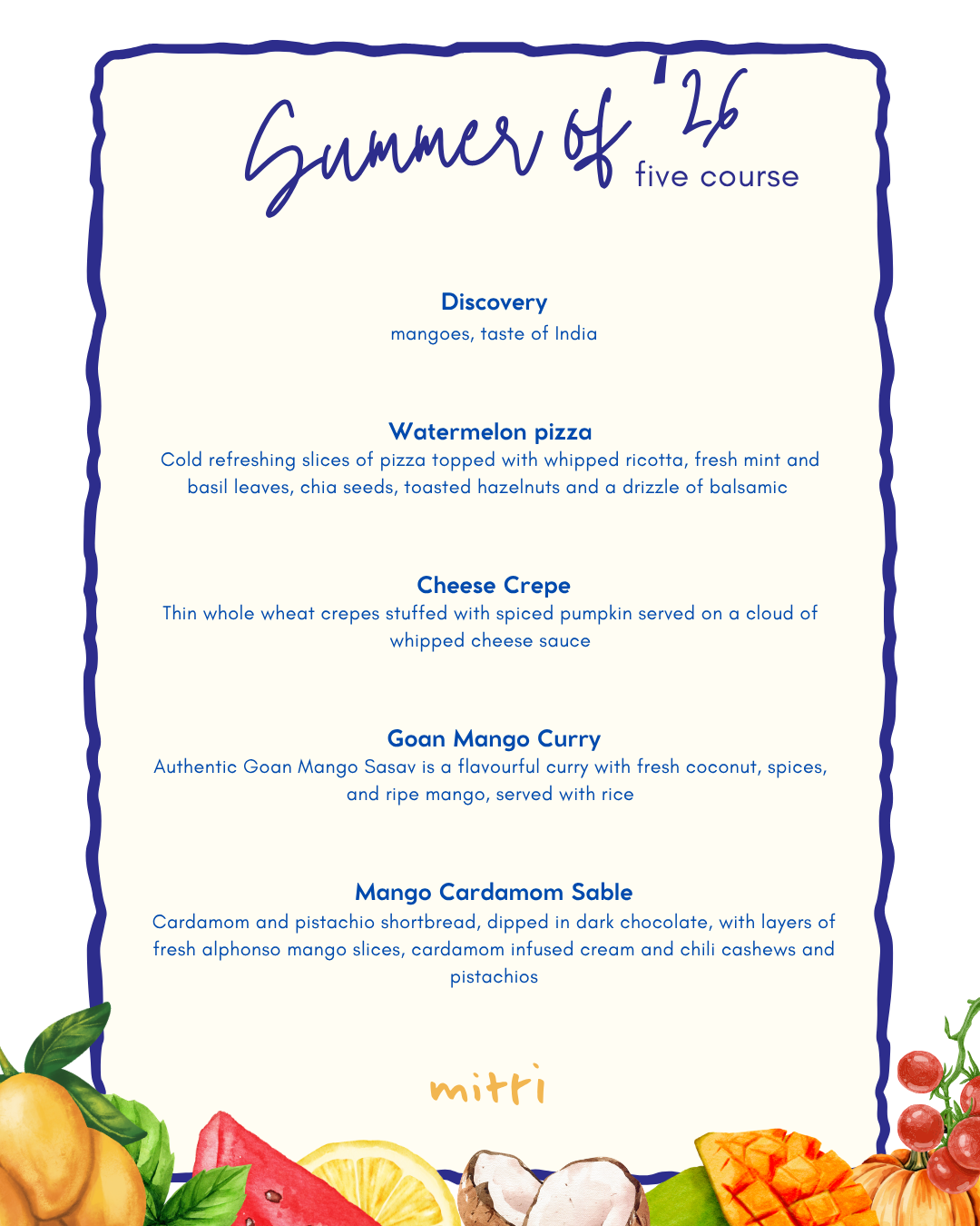 Summer of '26 - A Tasting Menu