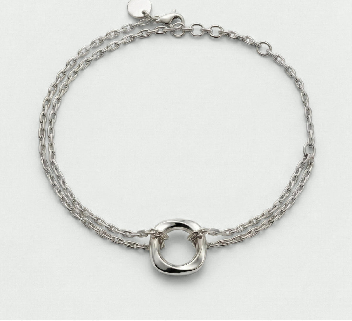 Squircle chain bracelet side view sterling silver artisan jewellery India Dori