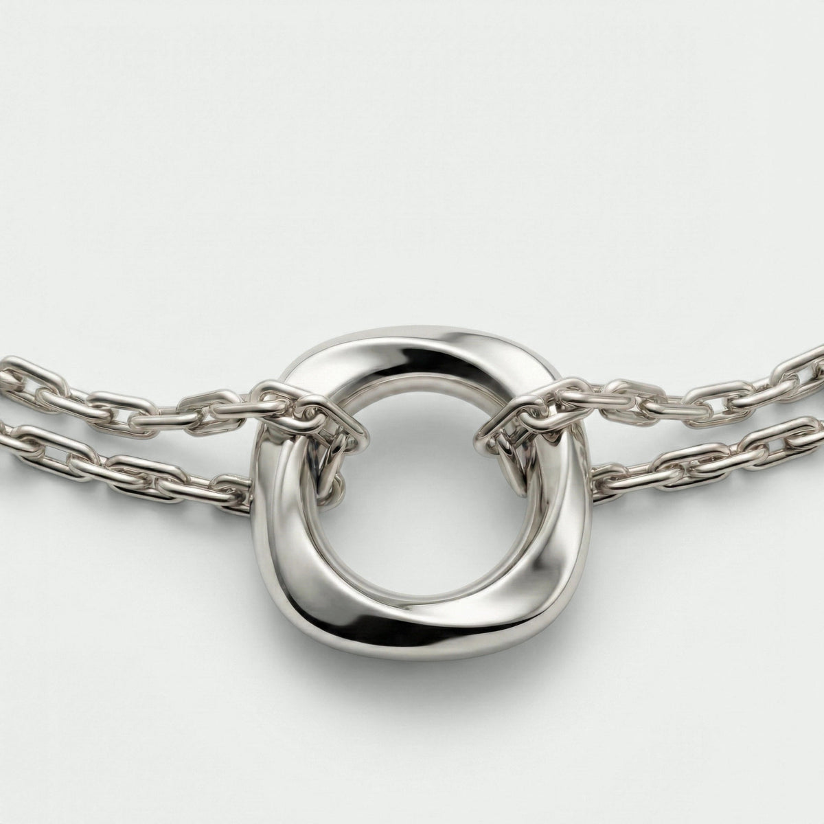 Squircle chain bracelet worn on wrist sterling silver Dori artisan India jewellery