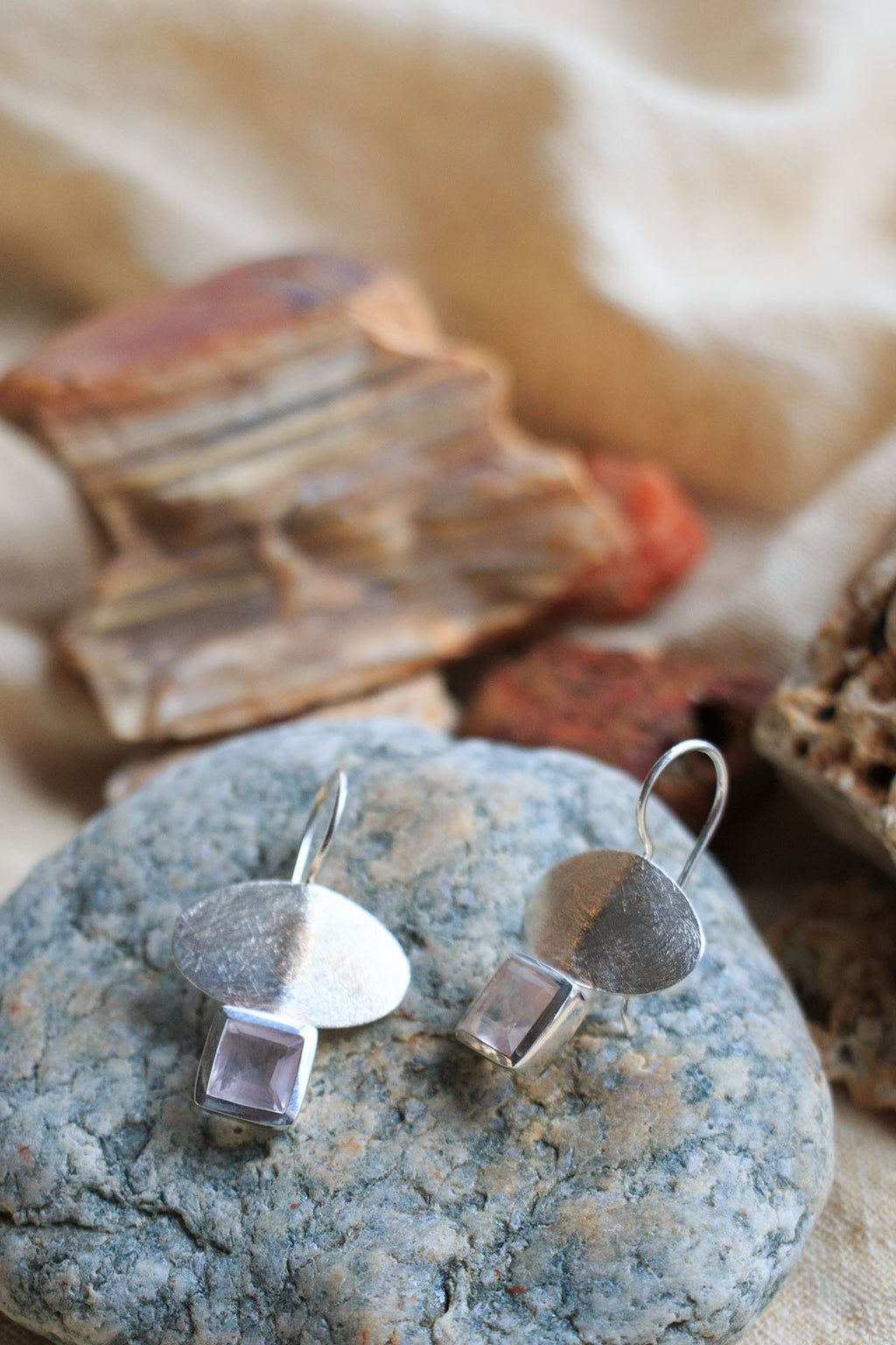Stone Silver Earrings